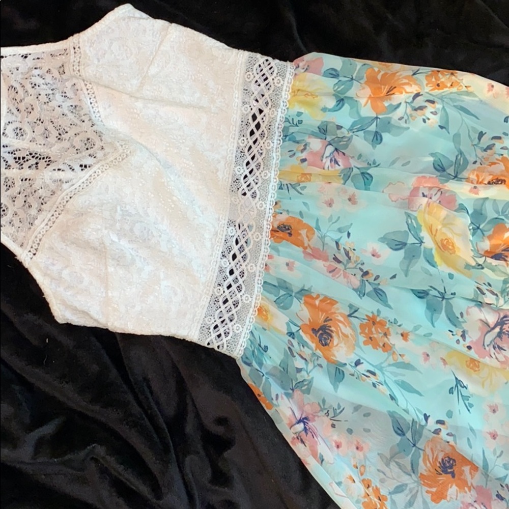 White and floral dress